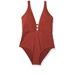 Jets by Jessika Allen Mirage Plunging V-Neck One-Piece Swimsuit Copper